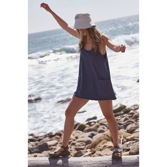 Free People FP Movement Hot Shot Mini Dress Blue Indigo NWOT Small Medium - Picture 2 of 14